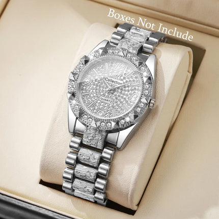 Orologi da donna con diamanti di lusso Orologio da polso al quarzo da donna con quadrante arabo alla moda Reloj Mujer Orologio da ragazza regalo (senza scatola) platinumshop