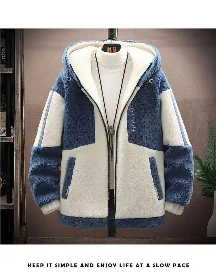 2025 Men's Lamb Wool Jacket Autumn Winter Loose Padded Thickened Jacket Plus Size 6XL 110kg Also Wearable Clothes Cardigan
