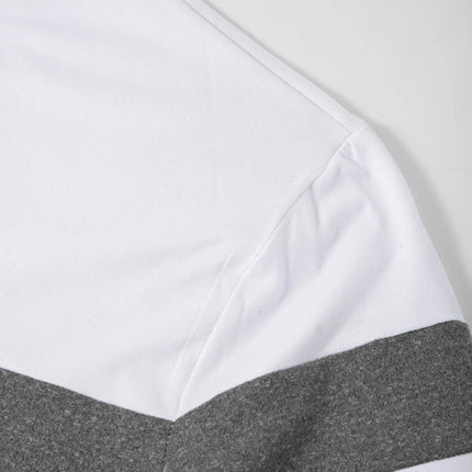 2025 Autumn/Winter Fashion Men's Long Sleeve Round Neck Splicing T-shirt Business Anti Wrinkle Street Wear Casual Top PlatiNum