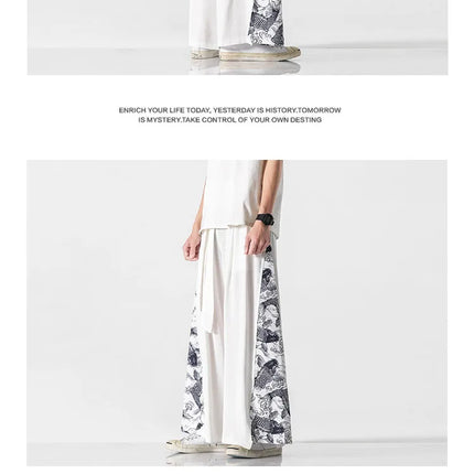 Pantaloni a Gamba Larga Streetwear da Uomo, Primaverili ed Estivi, Stampati, Casual, Stile Harem, Oversize, Vintage, Traspiranti e Comodi