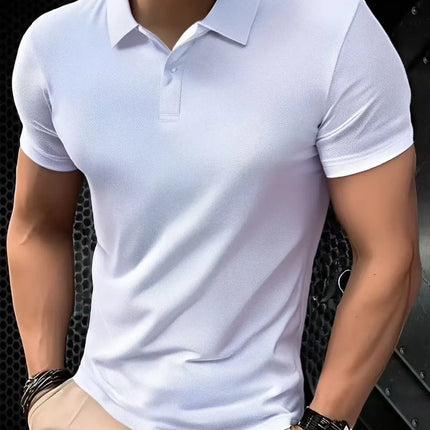 2025 Men's Solid Color Ultralight Breathable Quick-Dry Polo Shirt Suitable for Gym, Fitness, and Running