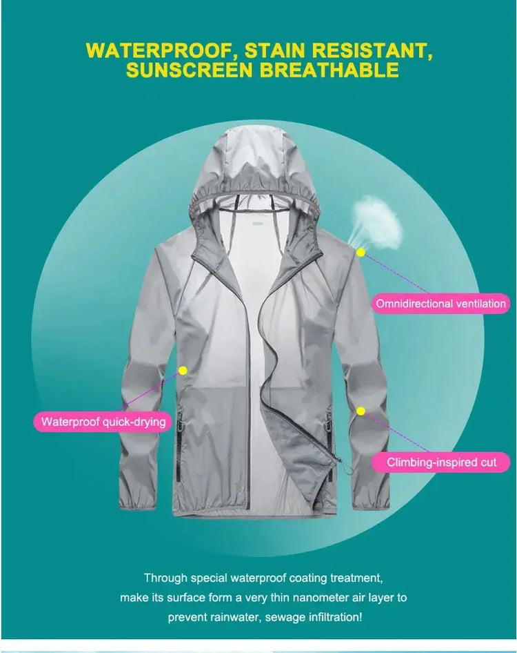 Golf Raincoat Rain Jacket Waterproof Lightweight Quick-Dry UV Sun Protection Breathable Outdoor Sports Men Women Golfing Apparel PlatiNum