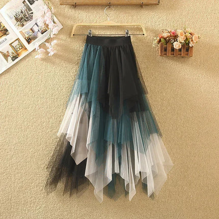 Tutu estivo gonna donna Harajuku Casual Tulle Bottom Jupe Femme Faldas moda vita alta Midi Mesh gonne abbigliamento donna Saia