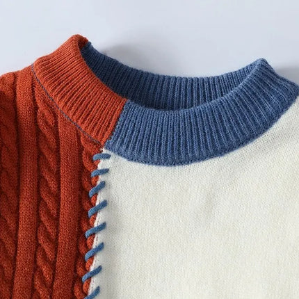 2024 Patchwork Knitted Sweater Trend High Street Autumn Winter Warm Men's Tops Hip-hop Street Clothing Fishing Sports Pullover