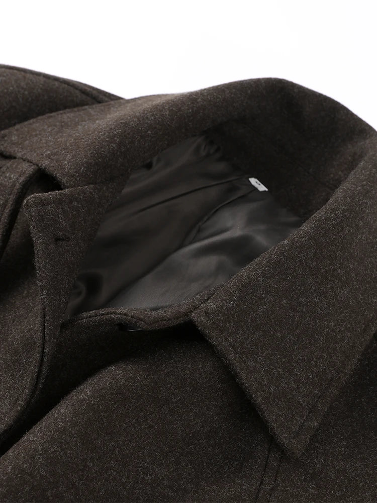Women's Long Woolen Overcoats Stand Collar Single Breasted Lace Up Oversized Coat Autumn Winter Female Loose New Chic Outerwears