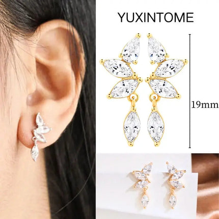 White Color Zircon Hoop Earrings 925 Sterling Silver Needle Cross/Star/Flower/Water Drop Pendant Gold Earrings Luxury Jewelry PlatiNum