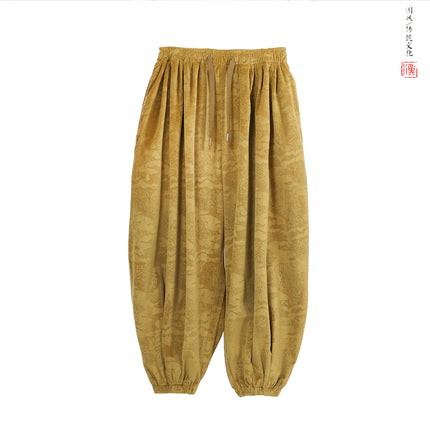 Pantaloni di velluto da uomo autunno inverno pantaloni larghi stampati casual da uomo stile giapponese Harun comodi pantaloni da jogging da uomo streetwear