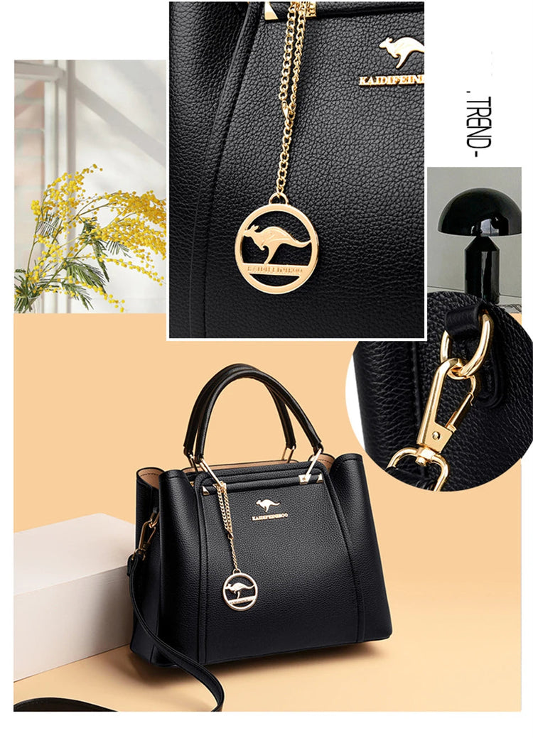 2024 Luxury Women Designer 3 Layers Shoulder Crossbody Sac Ladies Large Capacity Leather Handbags Shopper Brand Messenger Totes PlatiNum