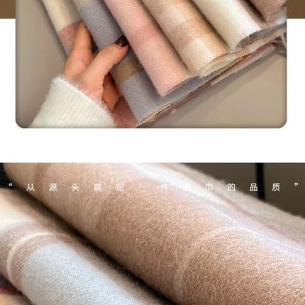 High Quality 100% Pure Wool Scarf Women Classic Chic  Autumn Winter Colorful Plaid Tassel Warm Muffler Female Thermal Shawl Lady