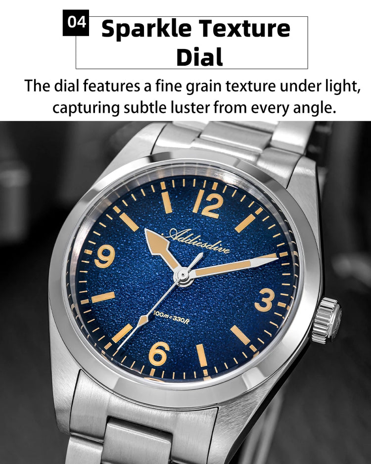 ADDIESDIVE Watches Men New 36mm Sapphire Quartz Wristwatch Japan 2035 Movement AR Coating BGW9 Luminous 100m Waterproof AD2544