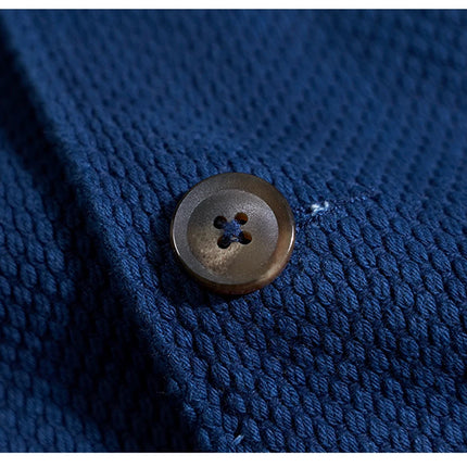 Men's Indigo Cargo Jacket Height Weight Cotton Lapel Multi-pocket Jacket Male French Vintage Thick Workwear Tooling Jacket Coat