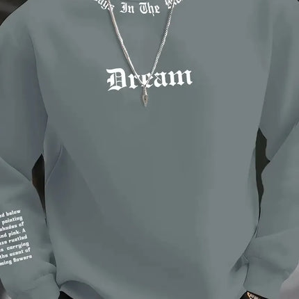 The New Men's Round-Neck Hoodie for Spring and Autumn 2025 Features a Casual and Comfortable 3D Letter Print on the Street