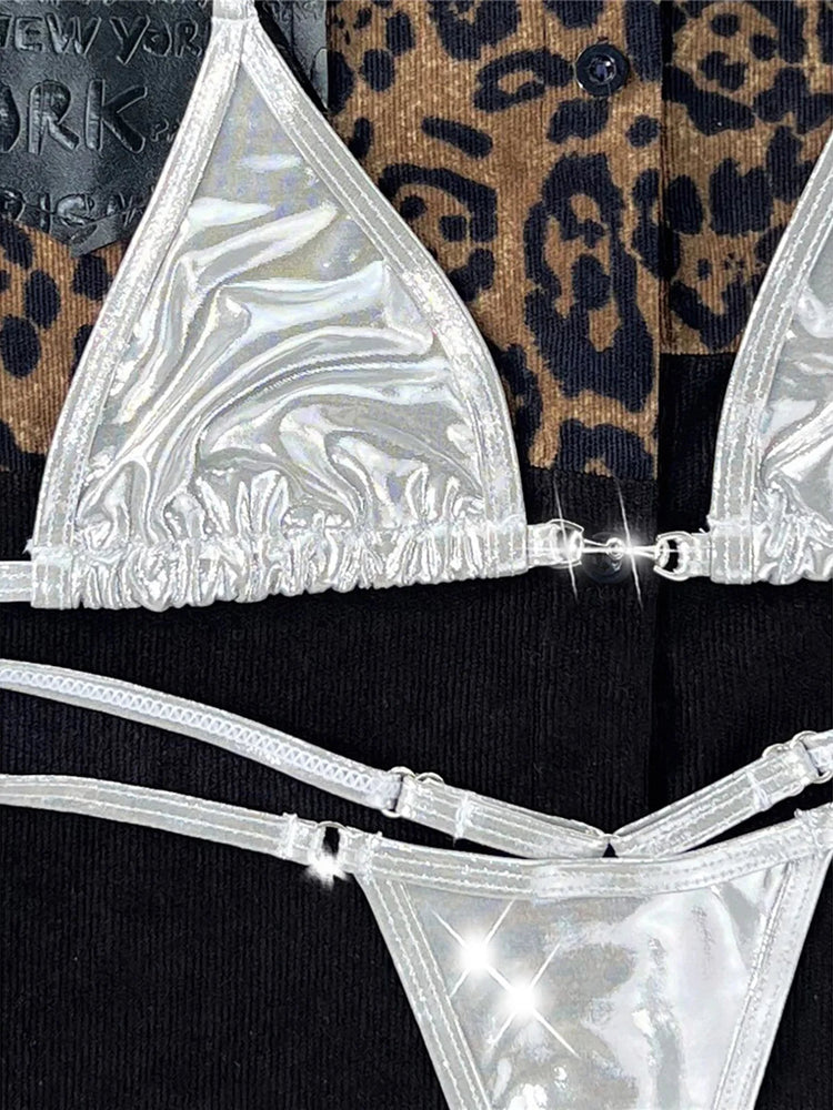 2025 PU Ecopelle Mini Micro Perizoma Bikini Donna Costumi da bagno Costume da bagno femminile Bikini a due pezzi Bagnante Costume da bagno Swim K5280 PlatiNum