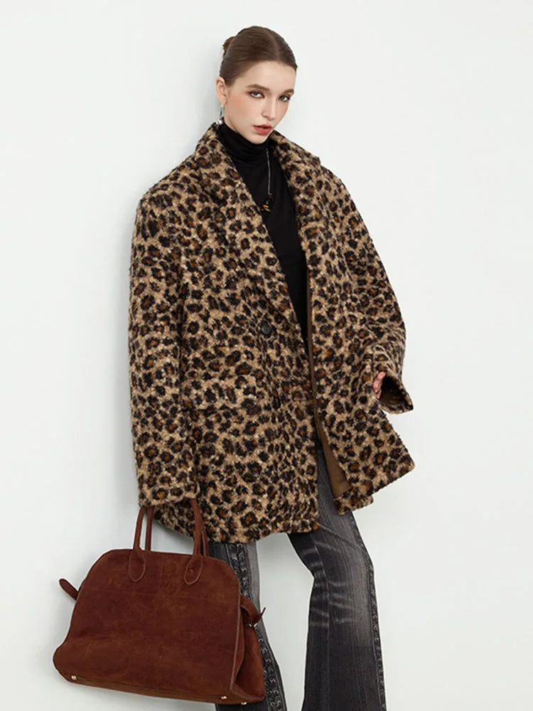 ZADORIN High Street Elegant Leopard Suit Faux Fur Jacket Long Cool Double Faced Faux Fur Coat Woman Autumn Winter Clothes Coats
