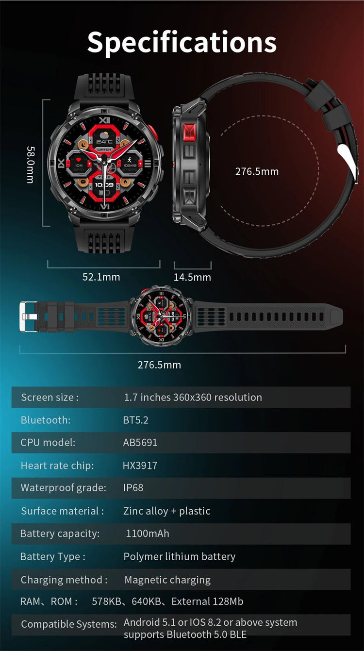 Nuovo T-Rex3 Ultra 1100mAh Batteria Smart Watch GPS Track Bussola IP69K Impermeabile Sport tracker All'aperto Militare Smartwatch platinumshop