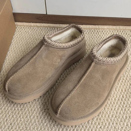 Tasman Winter Warm Wool Women's Tazz Classic Ultra Mini Platform Slippers Thick Sole Genuine Leather And Fur Snow Boots