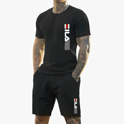Uomo 2025 estate nuova tuta sportiva casual T-shirt a maniche corte da uomo traspirante all'aperto + pantaloncini da allenamento set da due pezzi platinumshop