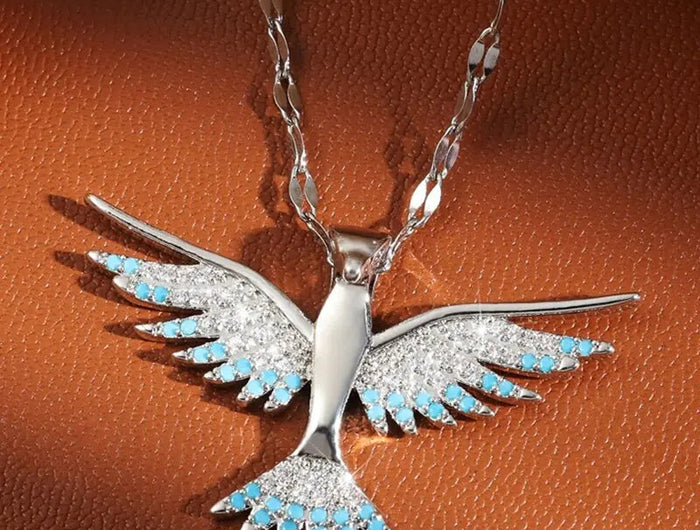 Trendy Phoenix Stainless Steel Cubic Zirconia Necklaces For Women Men Gold Color Metal Crystal Necklace Party Everyday Jewelry PlatiNum