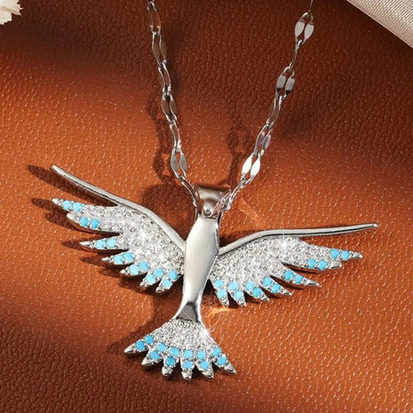 Trendy Phoenix Stainless Steel Cubic Zirconia Necklaces For Women Men Gold Color Metal Crystal Necklace Party Everyday Jewelry PlatiNum