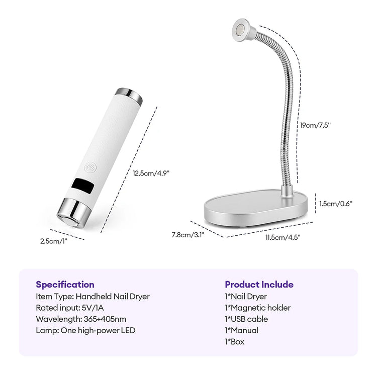 Rechargeable AI Sensor UV LED Nail Lamp Flexible Hose Dual Mode Touch Induction Desktop Handheld Gel Nail Lamp