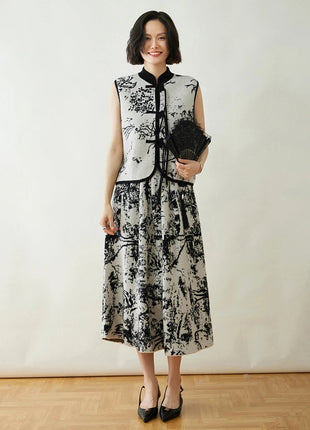 New 100% Pure Cashmere Half Skirt Women's Autumn Winter Mid-calf Knitted Full Skirt A-line High Waist Dress Retro Chinese Style PlatiNum