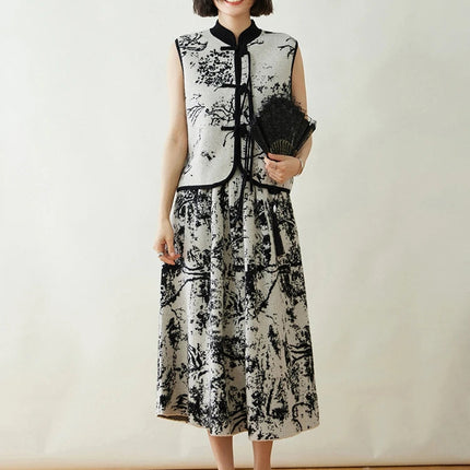 New 100% Pure Cashmere Half Skirt Women's Autumn Winter Mid-calf Knitted Full Skirt A-line High Waist Dress Retro Chinese Style PlatiNum