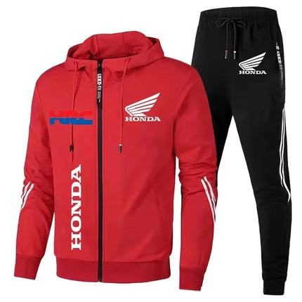 H New Honda Tracksuit Men's Clothing Honda HRC Logo Print Sweat Suits Zip Hoodies+Pants 2 Piece Sets Men Honda HRC Sportswear PlatiNum