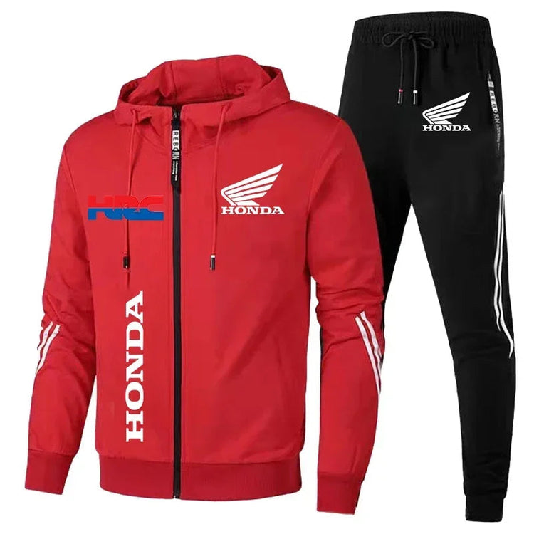 H New Honda Tracksuit Men's Clothing Honda HRC Logo Print Sweat Suits Zip Hoodies+Pants 2 Piece Sets Men Honda HRC Sportswear PlatiNum