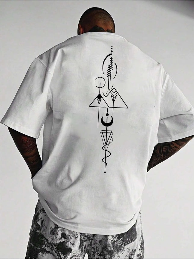 T-shirt estiva da uomo a maniche corte in cotone 100% per tutte le stagioni con design unico sulla schiena, stile unisex per sport all'aria aperta