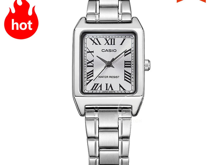 Orologio Casio da donna set di lusso delle migliori marche Orologio da donna al quarzo impermeabile 30 m Forma tonneau Acciaio inossidabile Ste reloj mujer LTP-V007D- platinumshop
