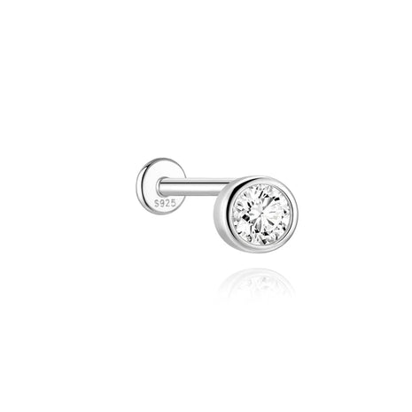 BOAKO 925 Sterling Silver Moissanite 2/3/4mm Round  For Woman 1 Piece geometric Piercing Earrings Party Wedding Fine Jewelry PlatiNum