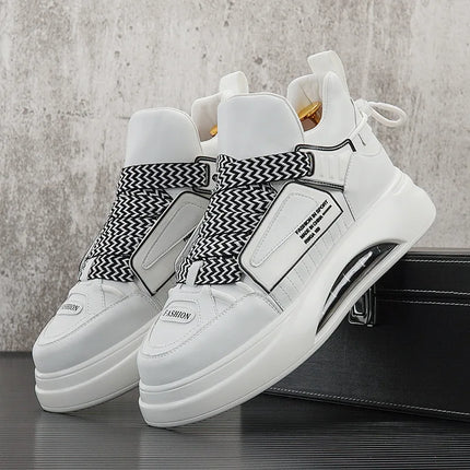 High top White Sneakers Best selling Mens Sneakers With Anti slip Wear resistant Properties Increasing Height by 6 Centimeters