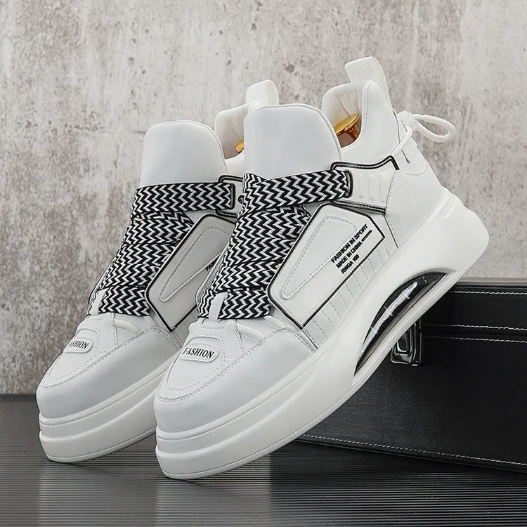 High top White Sneakers Best selling Mens Sneakers With Anti slip Wear resistant Properties Increasing Height by 6 Centimeters