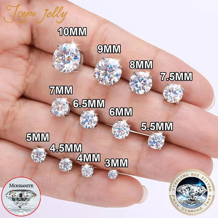 Real 0.1-3CT Test Passed Moissanite Diamond Stud Earrings for Women S925 Silver Platinum Plated Bride Wedding GRA Fine Jewelry PlatiNum