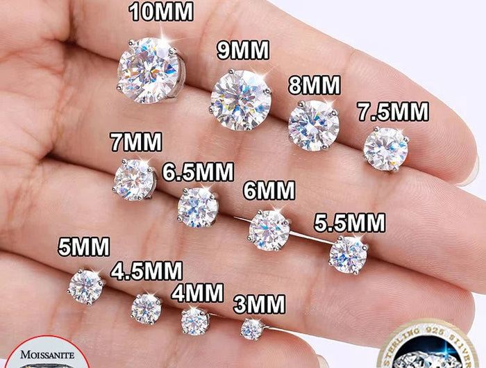 Real 0.1-3CT Test Passed Moissanite Diamond Stud Earrings for Women S925 Silver Platinum Plated Bride Wedding GRA Fine Jewelry PlatiNum