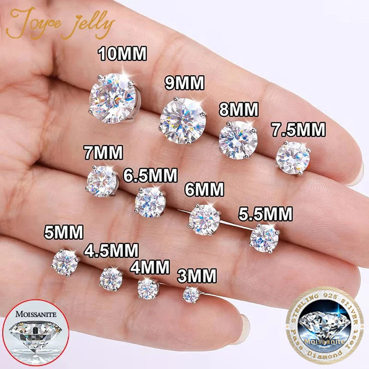 Real 0.1-3CT Test Passed Moissanite Diamond Stud Earrings for Women S925 Silver Platinum Plated Bride Wedding GRA Fine Jewelry PlatiNum