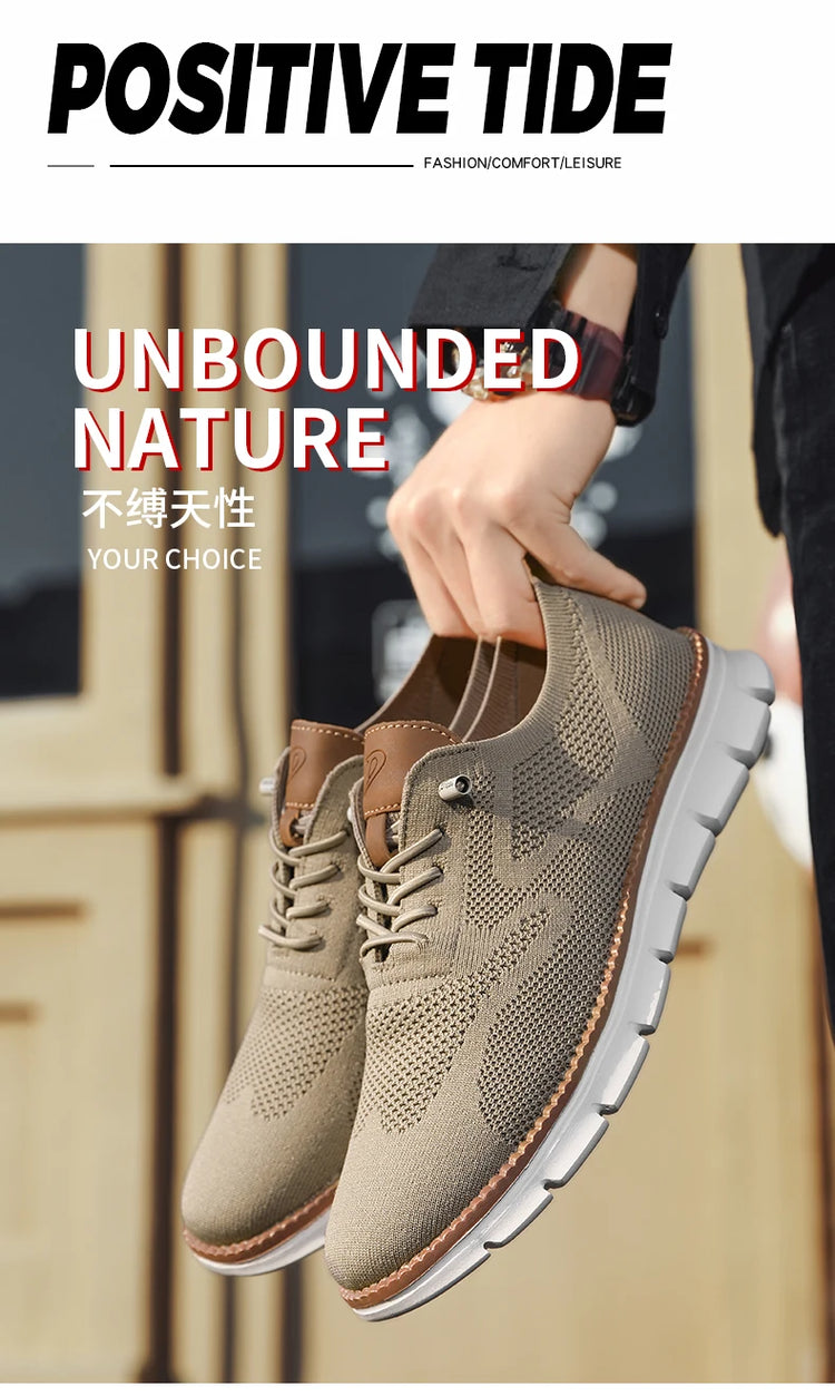 Scarpe Eleganti Casual da Uomo, Sneakers da Passeggio alla Moda, Oxford in Rete per il Lavoro, Leggere con Suola Morbida