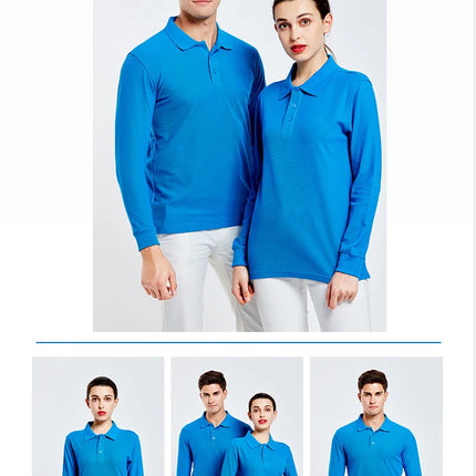 Long sleeve polo shirt in breathable cotton Personal Company Group Design Custom Logo print embroidery Casual men's and women's tops