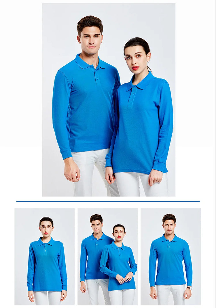 Polo a maniche lunghe in cotone traspirante Personal Company Group Design Logo personalizzato stampa ricamo Casual uomo e donna top