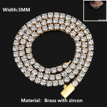 Gioielli Hip Hop Cubic Zirconia ghiacciata Catena da tennis ghiacciata Collana bling placcata oro 18 carati per le donne Logo laser personalizzato gratuito