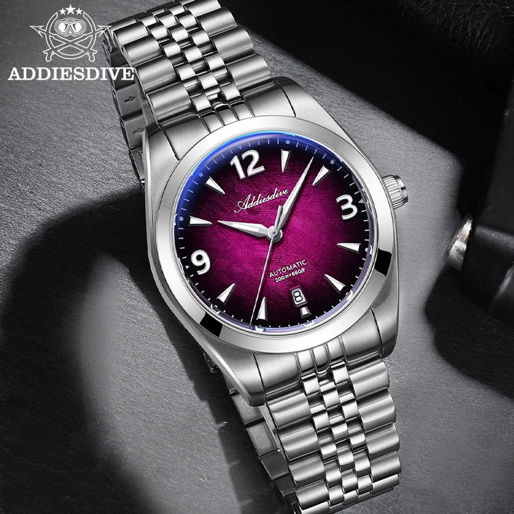 ADDIESDIVE Men's Automatic Mechanical Diving Watch 200M Waterproof Sapphire Crystal 316L Stainless Steel Japan 8215 Movement
