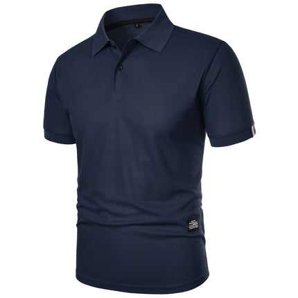 Men's Casual Short Sleeve Button-Up Lapel Solid Color T-Shirt