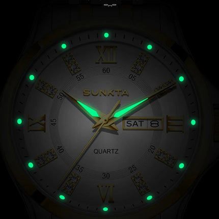 SUNKTA Orologio da Donna con Diamanti, Moda Creativa, Acciaio Impermeabile, Orologio al Quarzo Casual Luminoso con Bracciale platinumshop