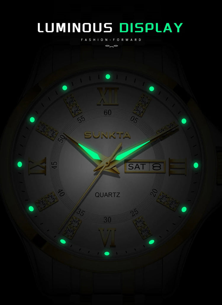 SUNKTA Orologio da Donna con Diamanti, Moda Creativa, Acciaio Impermeabile, Orologio al Quarzo Casual Luminoso con Bracciale platinumshop