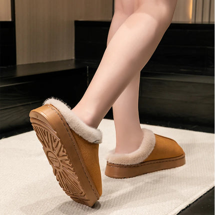 Men's Winter Plush Slippers, Thick Sole Closed-Toe, Warm Sherpa Lining, Non-Slip Indoor/Outdoor Home Shoes for Couples