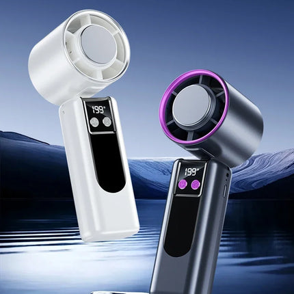 Ventilatore Portatile USB a 199 Velocità con Display Digitale, Grande Turbina Eolica, Mini Ventilatore Rinfrescante