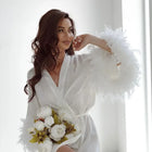 Abito lungo in seta Abito da boudoir bianco Abito da boudoir in seta Abito da sposa Kimono Abito da