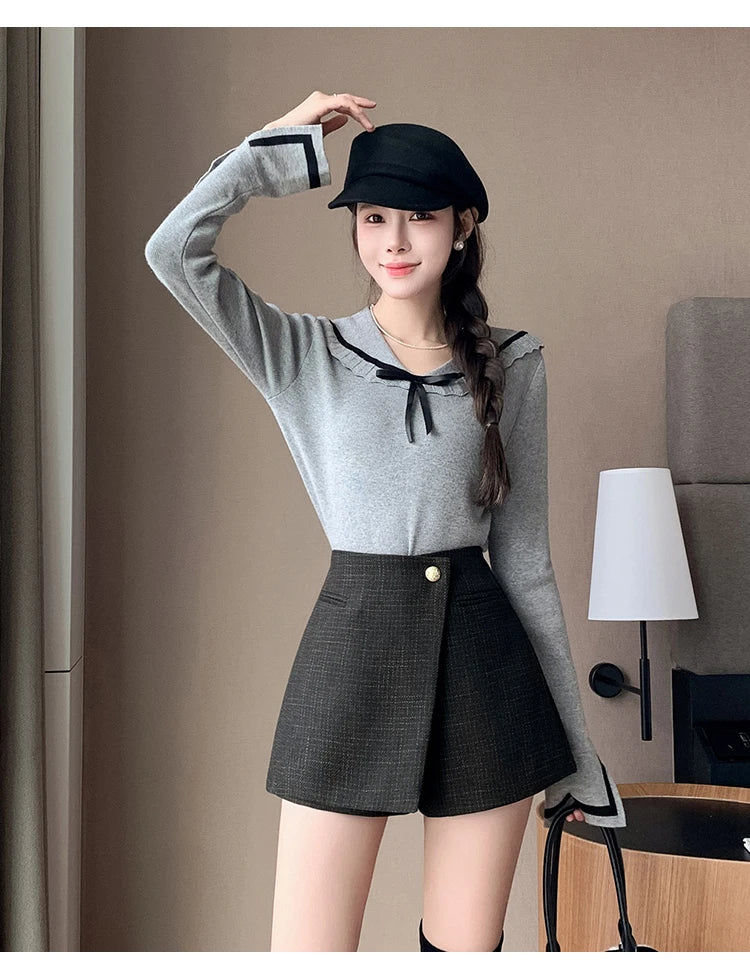 Autumn New Solid Woolen Shorts Skirt For Women 2025 New Fall Winter Small Fragrant Style Buttons Deco High Waisted Tweed Shorts