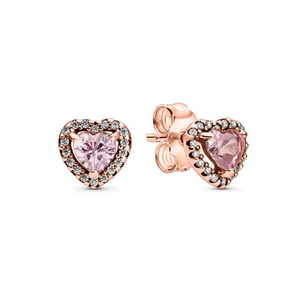 2025 Orecchini originali in pietra a forma di cuore bianco rosa, blu, rosso, verde, orecchino di perla con fiocco di neve, gioielli in argento s925 con fascino femminile platinumshop