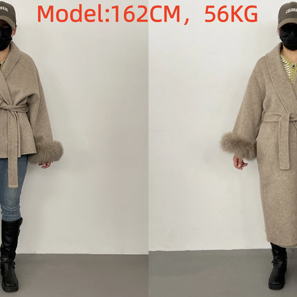 High End Double-sided Wool Strapping Real Wool Fur Coat Women's Removable Cuffs Fox Fur Temperament Cashmere Short Jacket